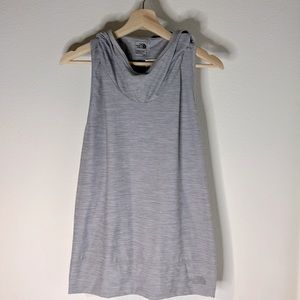 The North Face grey sleeveless racer back tank top tunic w hoodie sz medium